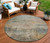 8' Sage And Beige Round Abstract Washable Indoor Outdoor Area Rug