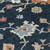 8' Black Blue And Ivory Round Floral Washable Indoor Outdoor Area Rug