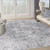 9' X 12' Gray and Ivory Floral Power Loom Distressed Washable Area Rug