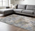 10' X 13' Beige And Blue Abstract Distressed Area Rug With Fringe