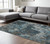 10' X 13' Blue And Gray Abstract Distressed Area Rug With Fringe
