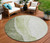 8' Olive Green And Beige Round Abstract Washable Indoor Outdoor Area Rug