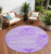 8' Round Purple and White Round Abstract Washable Non Skid Indoor Outdoor Area Rug