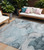 10' X 14' Teal Abstract Washable Non Skid Indoor Outdoor Area Rug