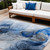 10' X 14' Ivory Blue and Gray Abstract Washable Non Skid Indoor Outdoor Area Rug
