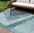 8' X 10' Teal Blue Aqua And Blue Geometric Washable Indoor Outdoor Area Rug