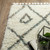 8' X 11' Ivory Gray And Tan Diamond Shag Area Rug With Fringe