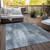10' X 14' Teal Abstract Washable Non Skid Indoor Outdoor Area Rug