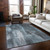 10' X 14' Teal Abstract Washable Non Skid Indoor Outdoor Area Rug