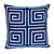 22" Beige and Blue Poly Cotton Blend Throw Pillow with Embroidery and applique
