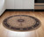 6' Ivory Black and Red Oriental Round Rug