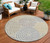 8' Beige Brown And Gray Round Geometric Washable Indoor Outdoor Area Rug