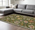10' X 13' Green Blue And Yellow Oriental Area Rug With Fringe