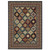 3' X 5' Navy Blue Ivory And Brown Oriental Area Rug With Fringe