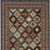 3' X 5' Navy Blue Ivory And Brown Oriental Area Rug With Fringe