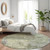8' Green And Gray Round Abstract Washable Indoor Outdoor Area Rug