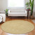 8' Gold And Ivory Round Geometric Washable Indoor Outdoor Area Rug