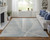 4' X 6' Ivory and Blue Abstract Hand Knotted Worn Faded Area Rug