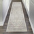 7' Ivory Pink And Gray Floral Medallion Distressed Runner Rug