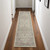 7' Ivory Pink And Gray Floral Medallion Distressed Runner Rug