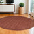 8' Orange and Red Round Wool Hand Woven Area Rug