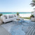 10' X 14' Blue and Ivory Abstract Washable Non Skid Indoor Outdoor Area Rug