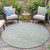 8' Artichoke Green And Silver Round Abstract Washable Indoor Outdoor Area Rug