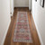 8' Ivory And Red Floral Distressed Runner Rug