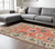 10' X 13' Salmon Blue And Yellow Oriental Area Rug With Fringe