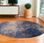 8' Blue and Gray Round Abstract Non Skid Area Rug