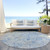 8' Sky Blue And Denim Blue Round Geometric Washable Indoor Outdoor Area Rug
