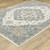7' X 10' Blue And Ivory Medallion Distressed Area Rug With Fringe