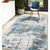 3' X 10' Ivory Blue And Brown Abstract Runner Rug With Fringe
