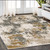 5' X 8' Beige And Gray Abstract Distressed Area Rug With Fringe
