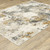 5' X 8' Beige And Gray Abstract Distressed Area Rug With Fringe