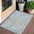 3' X 5' Sky Blue And Denim Blue Geometric Washable Indoor Outdoor Area Rug