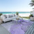 10' X 14' Purple and Ivory Abstract Washable Non Skid Indoor Outdoor Area Rug