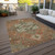 8' X 10' Rust Green And Brown Oriental Washable Indoor Outdoor Area Rug