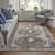 7' X 10' Gray and Ivory Abstract Power Loom Worn Faded Area Rug