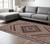 10' X 13' Ivory Red And Tan Diamond Area Rug With Fringe