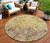 8' Wheat Gold And Gray Round Geometric Washable Indoor Outdoor Area Rug