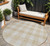 8' Beige And Gray Round Plaid Washable Indoor Outdoor Area Rug