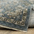 8' Blue And Beige Oriental Runner Rug With Fringe