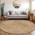8' Copper Brown And Terra Cotta Round Geometric Washable Indoor Outdoor Area Rug