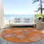 8' Orange Silver And Peach Round Polka Dot Washable Indoor Outdoor Area Rug
