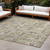 10' X 14' Beige and Gray Floral Medallion Washable Non Skid Indoor Outdoor Area Rug
