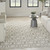 5' X 7' Ivory and Green Trellis Non Skid Area Rug