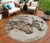 8' Beige And Gray Round Horse Washable Indoor Outdoor Area Rug