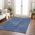 8' X 10' Navy Blue And Ivory Geometric Washable Indoor Outdoor Area Rug