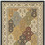 10' X 13' Navy Blue Tan And Black Oriental Area Rug With Fringe